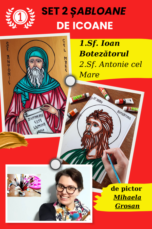 Oferta Set 2 Șabloane de icoane: Sf. Ioan Botezătorul și Sf. Antonie cel Mare